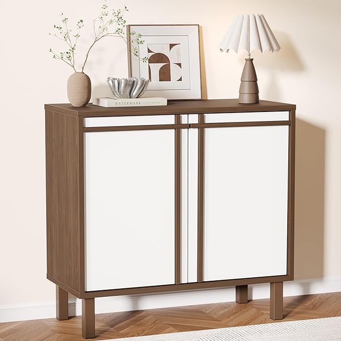 31 inch Sideboard Buffet Cabinet, Modern Credenza with 2 Doors & Adjustable Shelf, Small Coffee Bar Storage for Kitchen, Entryway