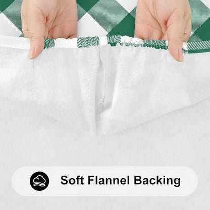 Smiry Rectangle Picnic Table Cloth, Elastic Waterproof Fitted Vinyl Tablecloths, Flannel Backed Buffalo Plaid Table Covers for Dining, Camping, Outdoor (Emerald Green and White, 30" x 72")