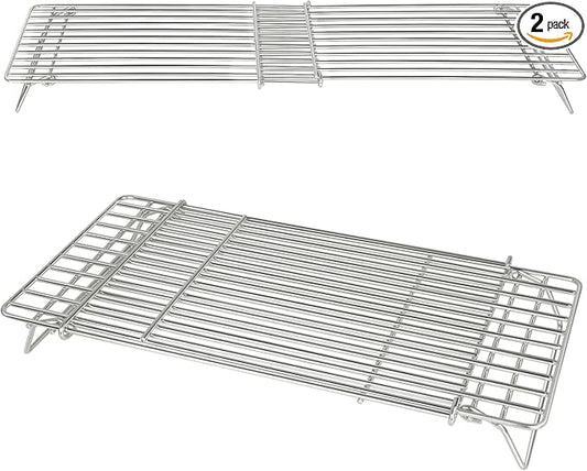 CANDANA Griddle Warming Rack for Blackstone 17 22 28 36 Inch Adjustable Upper Grid Shelf for Weber Pit Boss Nexgrill Charbroil and Most Tabletop Flat Top Grill Parts BBQ Accessories - Pack of 2