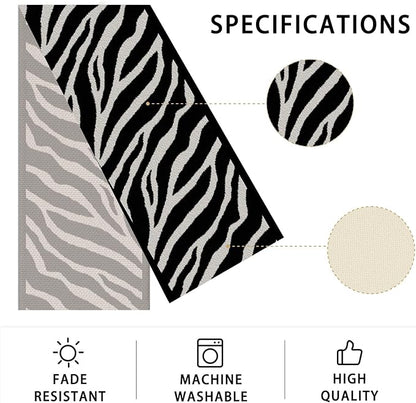 Zebra Texture Table Runner,Dining Decor for Kitchen Coffee Table Family Dinners Holiday Parties Wedding Events Decor(13x72 inch)