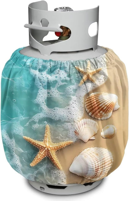 Propane Tank Covers 20lb Starfish Outdoor Heavy Duty Waterproof Windproof Blue Gas Tank Cylinder Cover with Elastic Brand Dress up Your Gas Grill, Fits Standard 20lb Cylinder