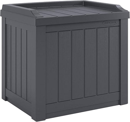 Suncast 4 Pack Small Deck Box Storage w/Bench Seat for Indoor & Outdoor Use, 22 Gal., Cyberspace