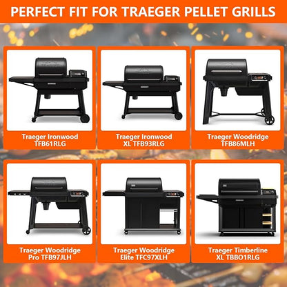 BAC610 Fish & Veggie Grill Grate for Traeger Accessories, Perforated BBQ Grilling Pan with Handles for Outdoor Grills, Ideal Grilling Basket for Shrimp, Vegetables & Meatballs, 18.25" x 10.16"