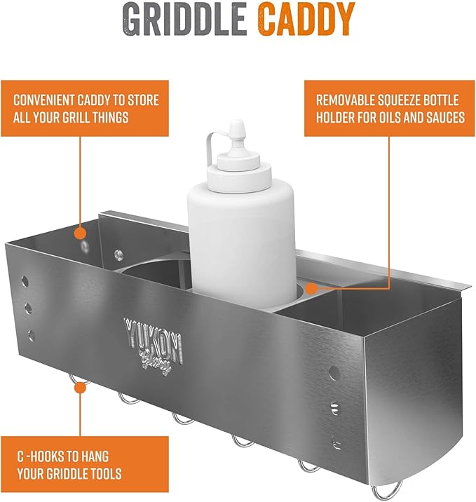 Yukon Glory Stainless Steel Griddle Caddy for Blackstone 28'- 36' Griddle, Space Saving Storage - Original Authentic Design