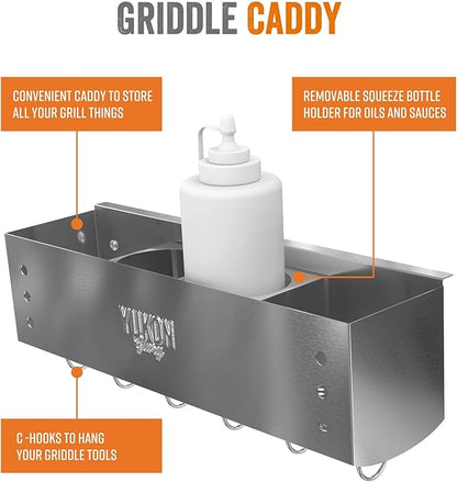 Yukon Glory Stainless Steel Griddle Caddy for Blackstone 28'- 36' Griddle, Space Saving Storage - Original Authentic Design