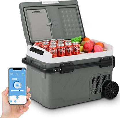 Alpicool 12V Car Refrigerator Portable Fridge Freezer, 62 QT Dual Zone Compressor Cooler with APP Control, Fast Cooling, Electric Cooler for Car Truck, RV, Camping, Travel (12/24V DC & 100-240V AC)