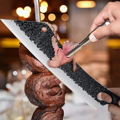 PURPLEBIRD 12 Inch Carving Knife Ultra Sharp Slicing Knife,Hand Forged Brisket Knives High Carbon Steel Meat Slicer, Long Kitchen Knives,Best for Slicing Roasts, Meats, Fruits and Vegetables