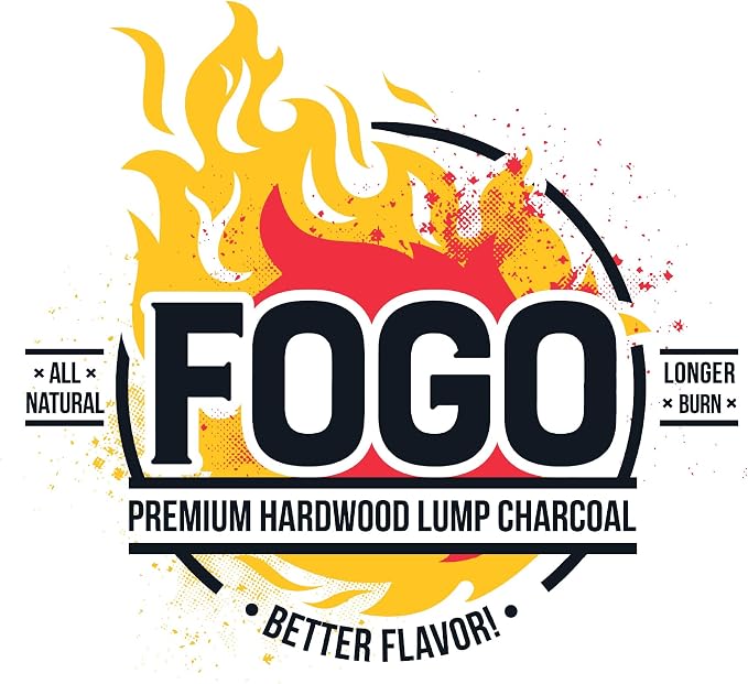 FOGO Brazilian Blend Hardwood Lump Charcoal, Natural, Large Sized Lump Charcoal for Grilling and Smoking, Restaurant Quality, 17.6 Pound Bag, 2-Pack