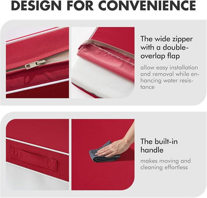 MIULEE Red Outdoor Seat Cushion 22x22 Inch Waterproof Cushion | Deep Seat and Back Cushion for Patio Furniture Chair Sofa Couch, Fade Resistant, Handle and Adjustable Straps