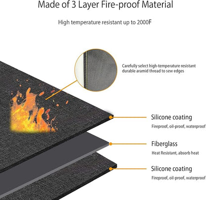40x60 Inch Under Grill Mat for Outdoor Grill Deck Patio Protector Extra Large Silicone Fireproof Waterproof Oil-Proof Fire Pit Matt BBQ Barbecue Pad