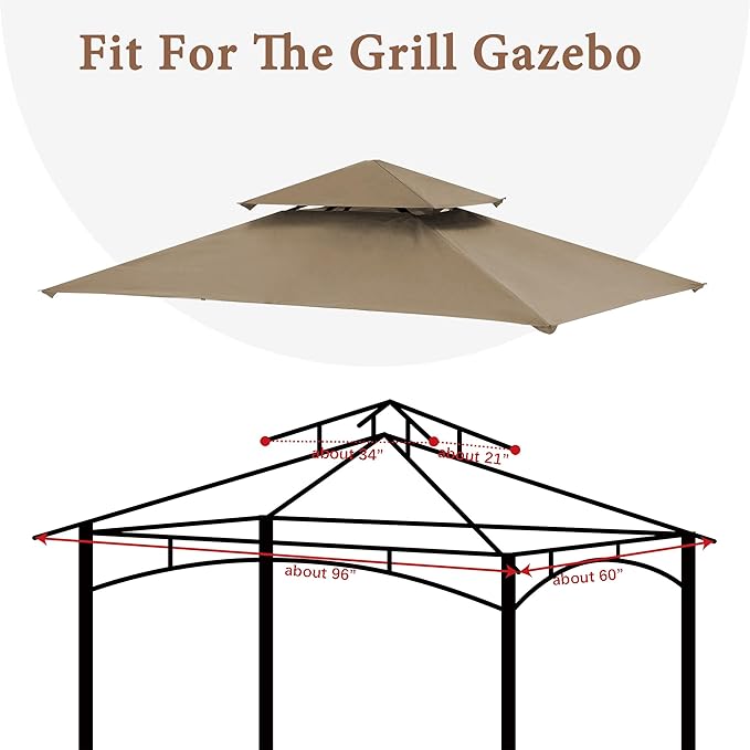 SCOCANOPY Grill Gazebo Replacement Top Compatible with The Grill Gazebo Aldi Gardenline Belavi Shoprite Grill Gazebo,for Model Number: 822694,31937-17,21581,43472,812576(Khaki)