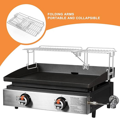 only fire Griddle Warming Rack Fits for 22" Blackstone Griddles, One-Step Clip On Attachment