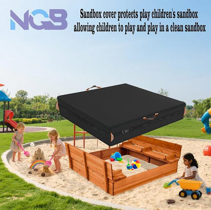 Outdoor Sandbox Cover, Square Kids Sand Box Covers Waterproof and Windproof, Children's Large Sandboxes Cover Sandproof.（43" L x 43" W x 8" H）