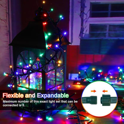 500 LED String Lights Outdoor, 16 Modes Plug-in Twinkle Fairy for Bedroom, 46ft 500LED Christmas Cluster Outdoor Waterproof - Multicolor