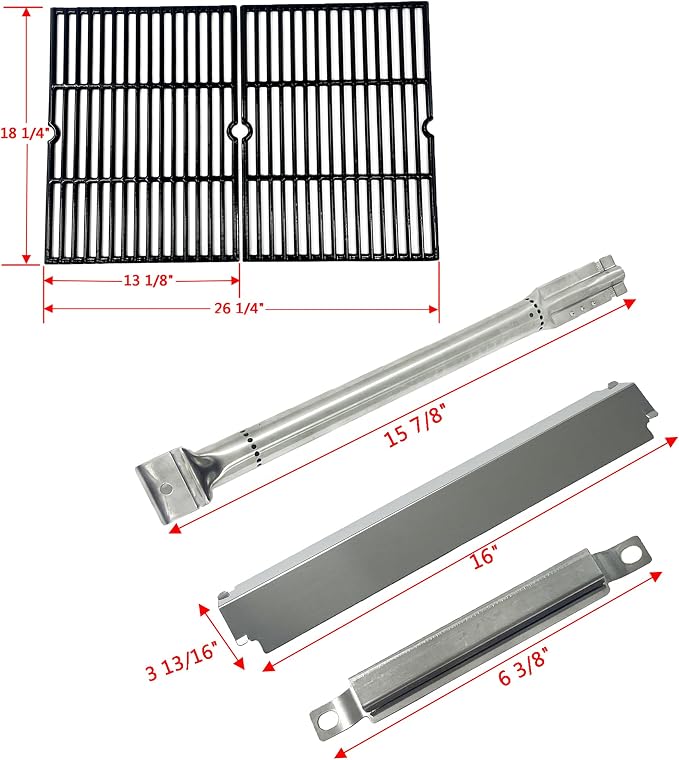 Parts Kit DG167 Replacement for Charbroil Commercial Gas Grill 463268606,463268007 Grill Repair Kit (SS Burner + SS Carry-Over Tubes +SS Heat Plate + Porcelain Cast Iron Cooking Grid)