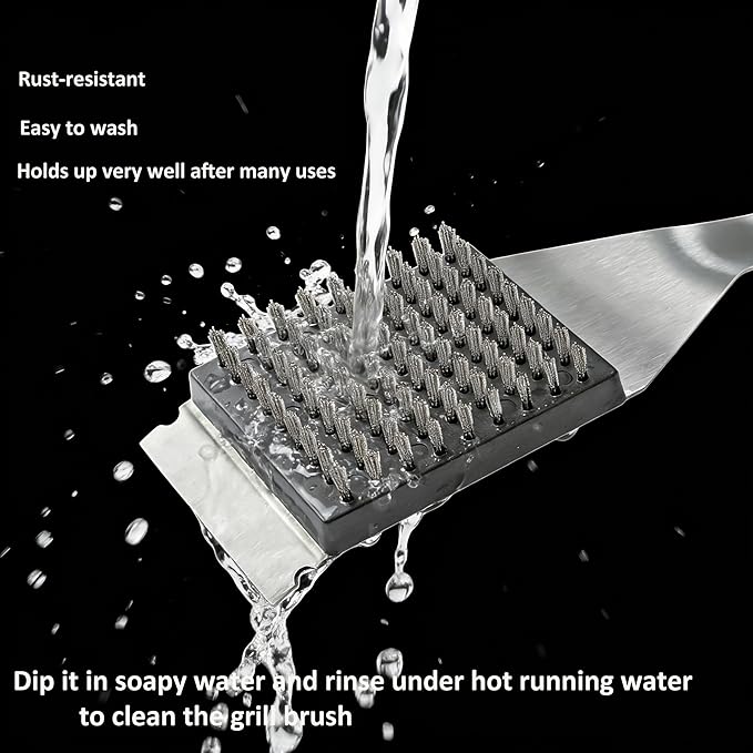 UIN Stainless Steel Grill Brush and Scraper 15.71”Long Handle Grill Cleaner for Outdoor BBQ, Cookout, Gas/Charcoal Grills
