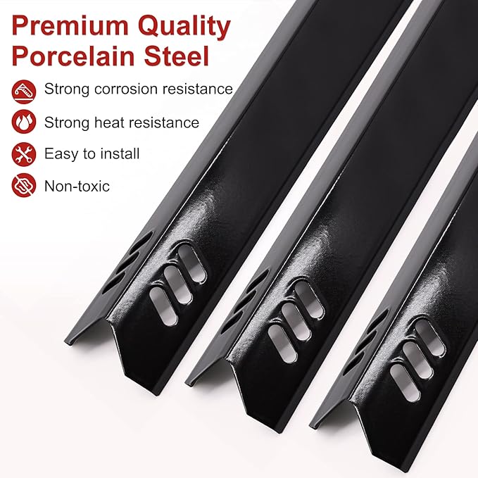 Grill Replacement Part for DynaGlo DGF510SBP, DGF493BNP, 5 Pack Heat Plate Shields & Burner Tubes Repair Kit for Backyard Grill BY13-101-001-12, BY15-101-001-02, GBC1461W and Other Models.