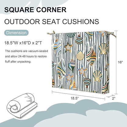 DYTXIII Set of 4 Outdoor Chair Cushions, Water Resistant 18.5"x16"x2" Square Seat Cushion for Patio Dining Chairs, High-Density Replacement Pads for Indoor Outdoor Furniture - Crayon Shells
