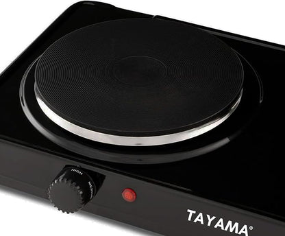 Tayama Dual Burner 6.5 in. and 6 in. Black Diecast Hot Plate with Temperature Controls