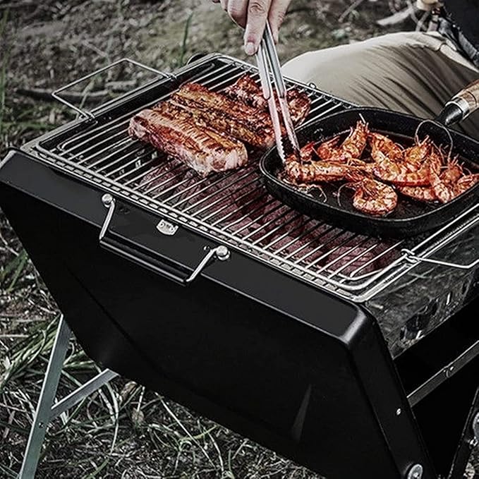 Portable Charcoal Grill Small Household BBQ Grill Outdoor Barbecue Grill Folding Camping Grill Stainless Steel Barbecue Stove for Camping BBQ, Tailgating, Park Parties,A-1