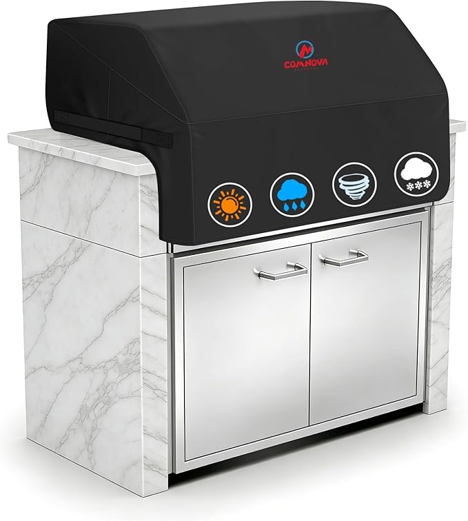 Comnova Built-in Grill Cover for 45 Inch - 600D Island BBQ Grill Top Covers Heavy Duty & Waterproof, Premium Built in Barbecue Cover for Char-Broil, Napoleon, Weber, Bull and More - 45 x 29 x 26 Inch