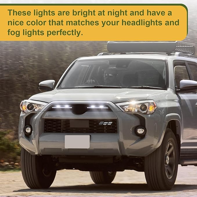 Led Grill Grille Lights for 2021 2022 2023 2024 Toyota 4Runner Sr5 Limited Trd-pro sport off-road Front Grill Lights Raptor lights for toyota 4Runner grill Emblems (White)