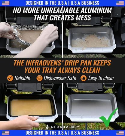 Drip Pan for Ninja Woodfire Outdoor Grill Pro XL, Pro Connect XL, OG850 OG951 Reusable Liner Silicone Tray, Non-Disposable and Heat Resistant for Wood Fire Smoker Air Fryer 7-in-1 by INFRAOVENS