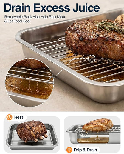 5 in 1 Grill Prep Tray and Carry System, Large Grilling Prep and Serve Tays with Lid and Cutting Board, Deep Meat Marinating Container as BBQ Grilling Gift, Home Series, XL