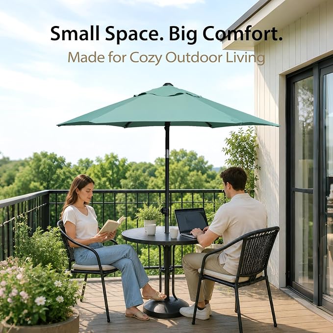 AMMSUN 6FT Patio Umbrella, Outdoor Table Umbrella with Push Button Tilt | UPF50+ Sun Protection and Water-Resistant Fabric, Premium Steel Pole and Ribs, Height-Adjustable and Push-Button Tilt