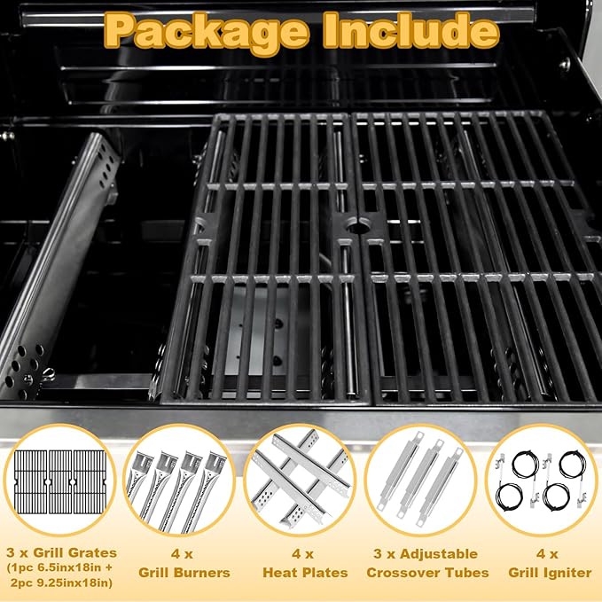 Grill Parts for Charbroil Performance 475 4 Burner 463347017 463377017 463342119 18" Grill Grates Burner Heat Plates for Char Broil 463335517 463376017 463377319 463275517 Gas Grill Replacement Parts