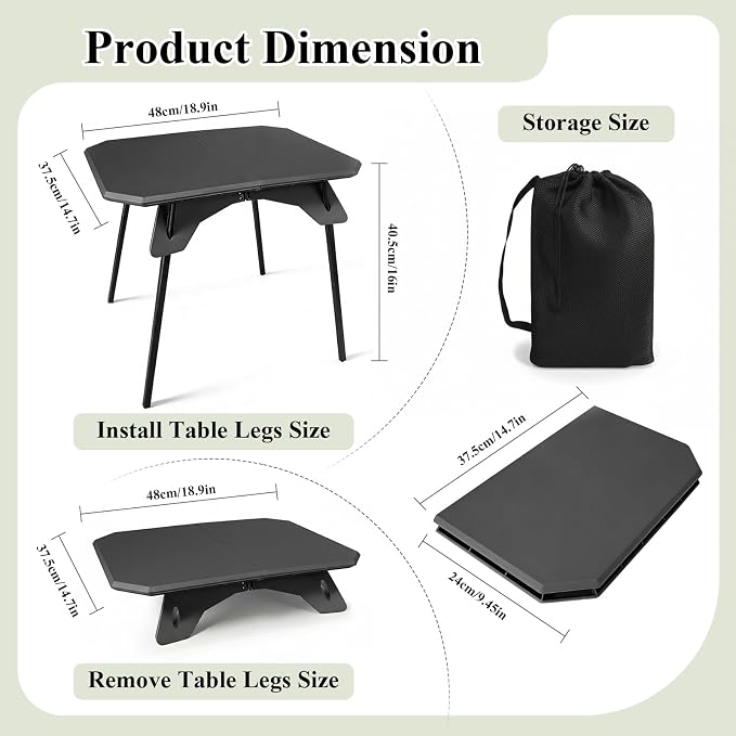 LiveGo Foldable Camping Table, Lightweight Folding Outdoor Table with Aluminum Legs, 2 in 1 Adjustable Height Portable Folding Table for Beach, Picnic, Grilling, Hiking & Fishing Indoor Outdoor