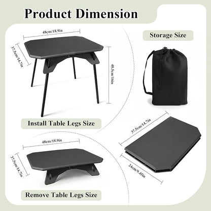LiveGo Foldable Camping Table, Lightweight Folding Outdoor Table with Aluminum Legs, 2 in 1 Adjustable Height Portable Folding Table for Beach, Picnic, Grilling, Hiking & Fishing Indoor Outdoor