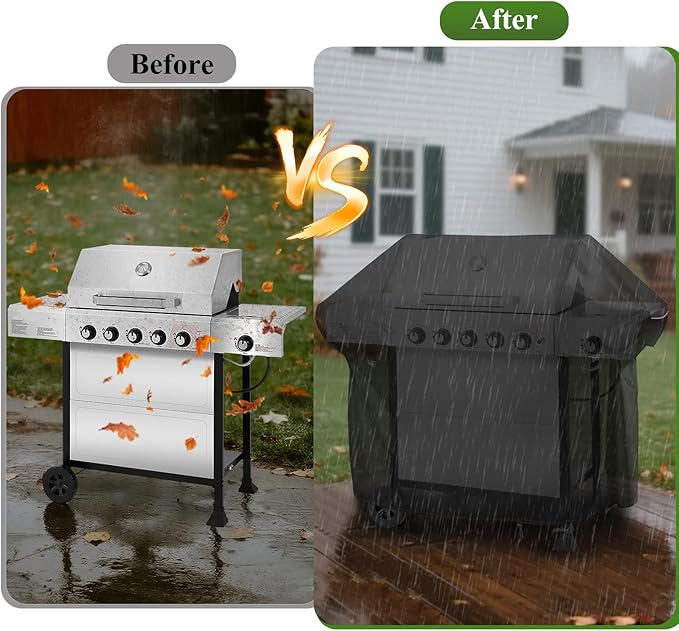 Grill Cover for Royal-Gourme-t GA5401T 5-Burner Propane Gas Grill, Waterproof Griddle Cover for Outdoor Barbecue Cooking - 53" L x 24" Wx 44" H, Black