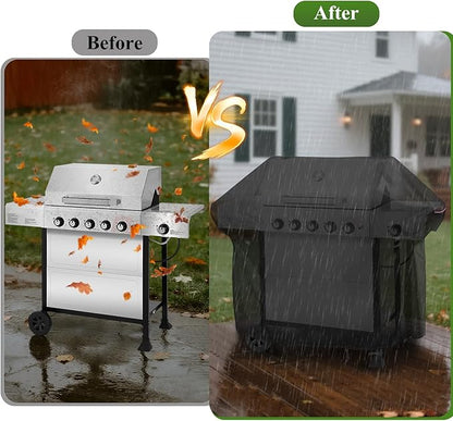 Grill Cover for Royal-Gourme-t GA5401T 5-Burner Propane Gas Grill, Waterproof Griddle Cover for Outdoor Barbecue Cooking - 53" L x 24" Wx 44" H, Black