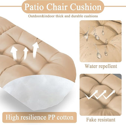 Adirondack Chair Seat Cushion for Outdoor Patio Wicker Porch Furniture | Waterproof cover with straps, PP cotton, high back thick seat pad for adirondack rocking chair lawn indoor outdoor 44x19x4