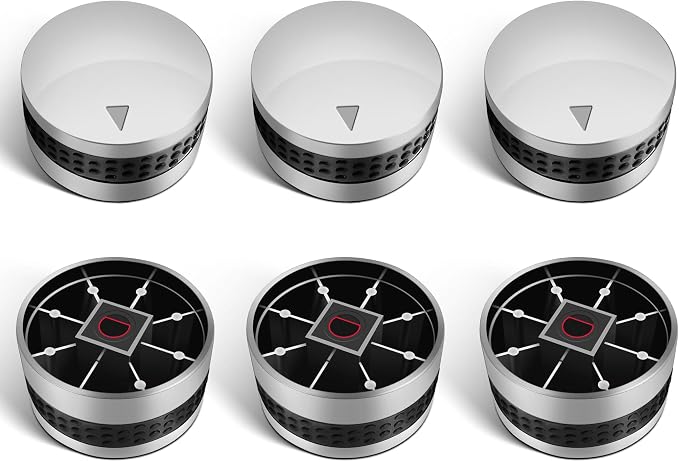 Unicook 6 Pack Gas Grill Burner Knobs Replacement for Gas BBQ with D Shaped Valve Stem, Chrome Plated Plastic with Nonslip Grip, 6 Grill Control Knob and 18 Adaptors