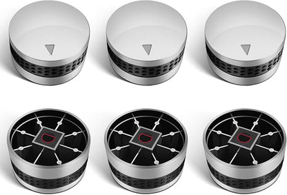 Unicook 6 Pack Gas Grill Burner Knobs Replacement for Gas BBQ with D Shaped Valve Stem, Chrome Plated Plastic with Nonslip Grip, 6 Grill Control Knob and 18 Adaptors