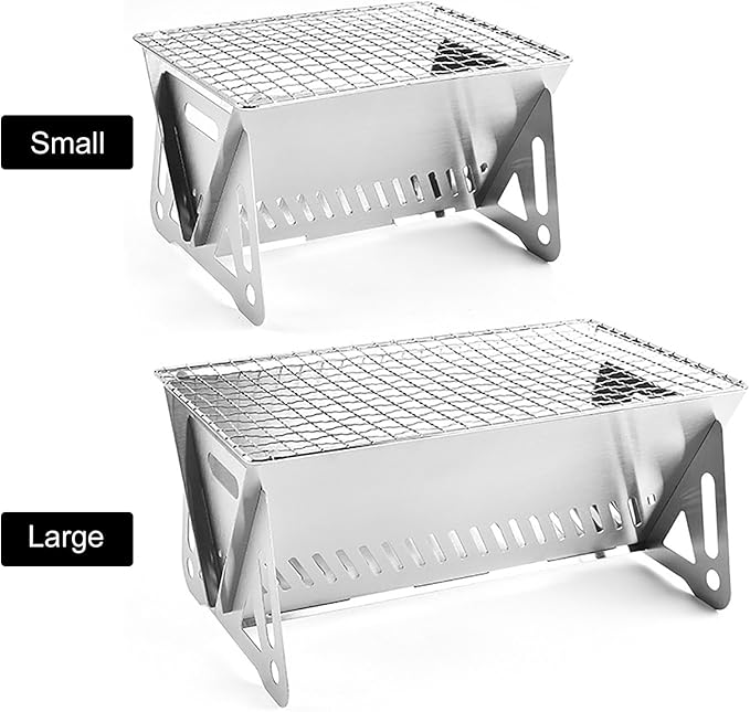 Barbecue Grill, Portable Folding Charcoal Grill, Small Stainless Steel BBQ Grill, Foldable Charcoal Barbecue Desk Tabletop for Outdoor Picnic Garden Camping, 2-3 People Available ( Size : Small )