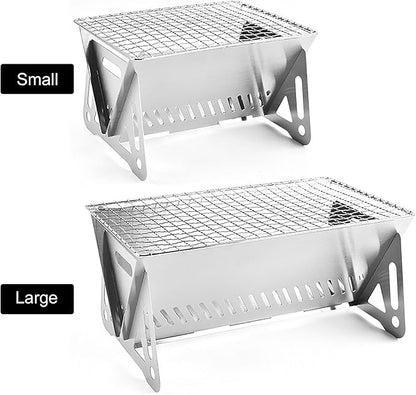 Barbecue Grill, Portable Folding Charcoal Grill, Small Stainless Steel BBQ Grill, Foldable Charcoal Barbecue Desk Tabletop for Outdoor Picnic Garden Camping, 2-3 People Available ( Size : Small )