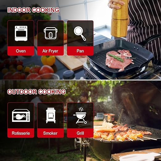Wireless Meat Thermometer – Digital Cooking Thermometer with Wireless Probe – 500Ft Remote Range Food Thermometer – with iOS & Android Read App -Preprogrammed Temperatures for BBQ, Grill, Oven