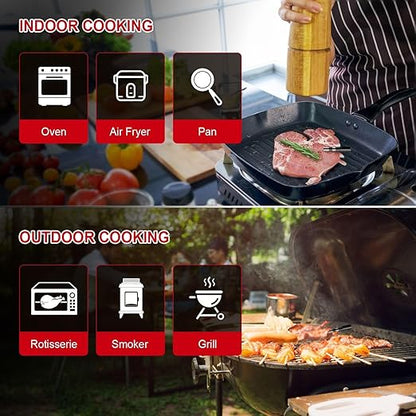 Wireless Meat Thermometer – Digital Cooking Thermometer with Wireless Probe – 500Ft Remote Range Food Thermometer – with iOS & Android Read App -Preprogrammed Temperatures for BBQ, Grill, Oven