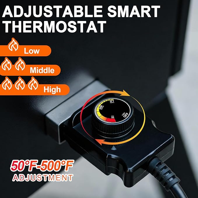 1500W Electric Heating Element for Smoker with Adjustable Thermostat Controller Cord Full Kit Compatible with Masterbuilt Electric Smoker Parts Smoker Heating Element Fits MB20070122 MB20071117