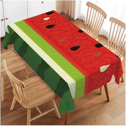 Swono Watermelon Table Covers 52x70 Inch Fruit Juice Seed Sliced Watermelon Wipeable Tablecloth Kitchen Dinning Tabletop Decoration, Table Cloth for Outdoor and Indoor Use