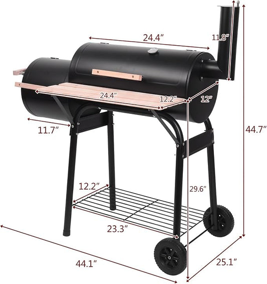 Charcoal Grills, Spherical Portable Charcoal Grills with 2 Wheels & Chimney, Barbecue Grill for Outdoor Backyard