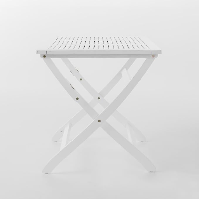 Christopher Knight Home Positano Outdoor Acacia Wood Foldable Dining Table, Pu/ White