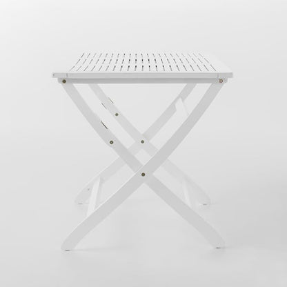Christopher Knight Home Positano Outdoor Acacia Wood Foldable Dining Table, Pu/ White