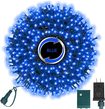 500 LED Blue String Lights, 46ft 11 Modes Connectable LED Lights, Waterproof Blue Fairy Lights Plug in, Christmas Tree Lights Outdoor for Xmas Party Garden Bedroom Decor