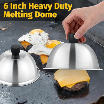 4 Pack 6in Melting Dome for Portable Charcoal Grill, Tabletop Charcoal Grill for Outdoor, Mini BBQ Grill Basting Cover for Griddle, Heavy Duty Stainless Steel Grill Dome