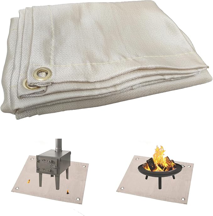 40" Fire Pit Mat Fireproof Wood Stove Under Grill Mat with Solo Stove for Outdoor Wooden Deck BBQ Lawn