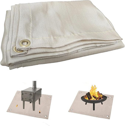 40" Fire Pit Mat Fireproof Wood Stove Under Grill Mat with Solo Stove for Outdoor Wooden Deck BBQ Lawn